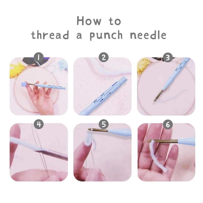 punch needle embroidery set kit Cat Cute Animal Picture Embroidery frame Cross stitch kits crafts for adults Diy Gift 25x25cm