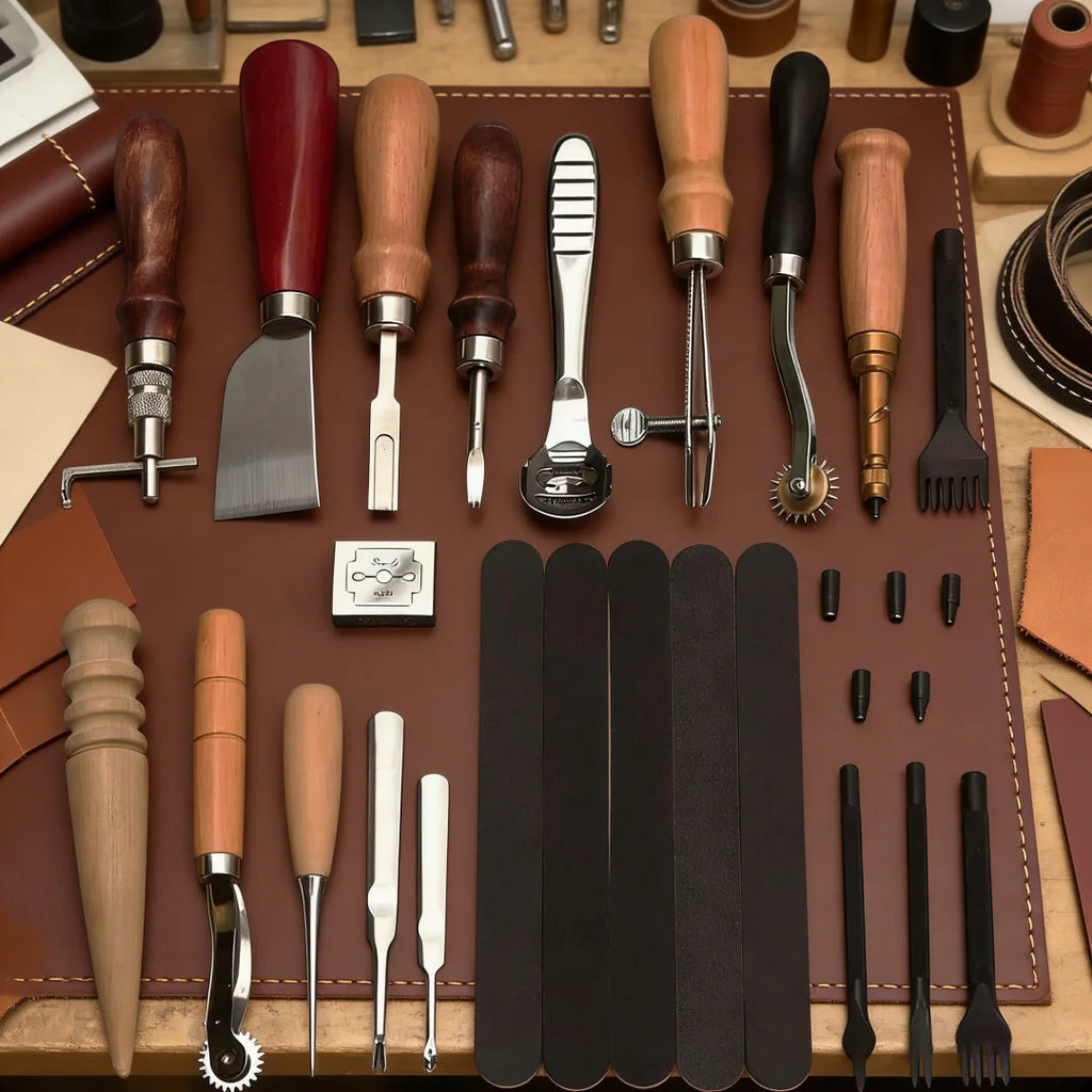 Leather tool set DIY handmade leather sewing set art 18 kinds of multifunctional leather repair and production tools