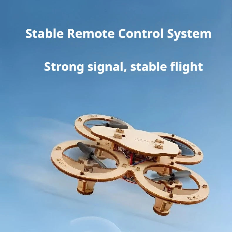Wooden DIY Assembled Drone, Children's Quad-copter, Handmade Model, School Remote Control Airplane Toy, Aircraft Model